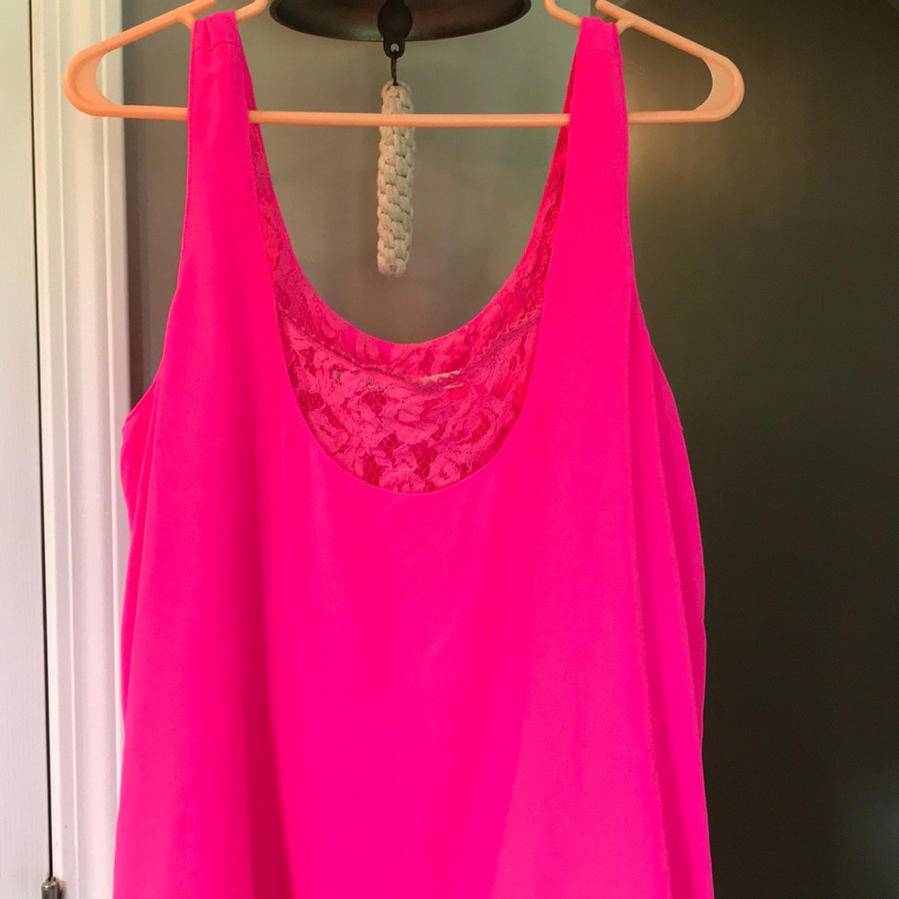 Rachel Roy hot pink lace lined tank top